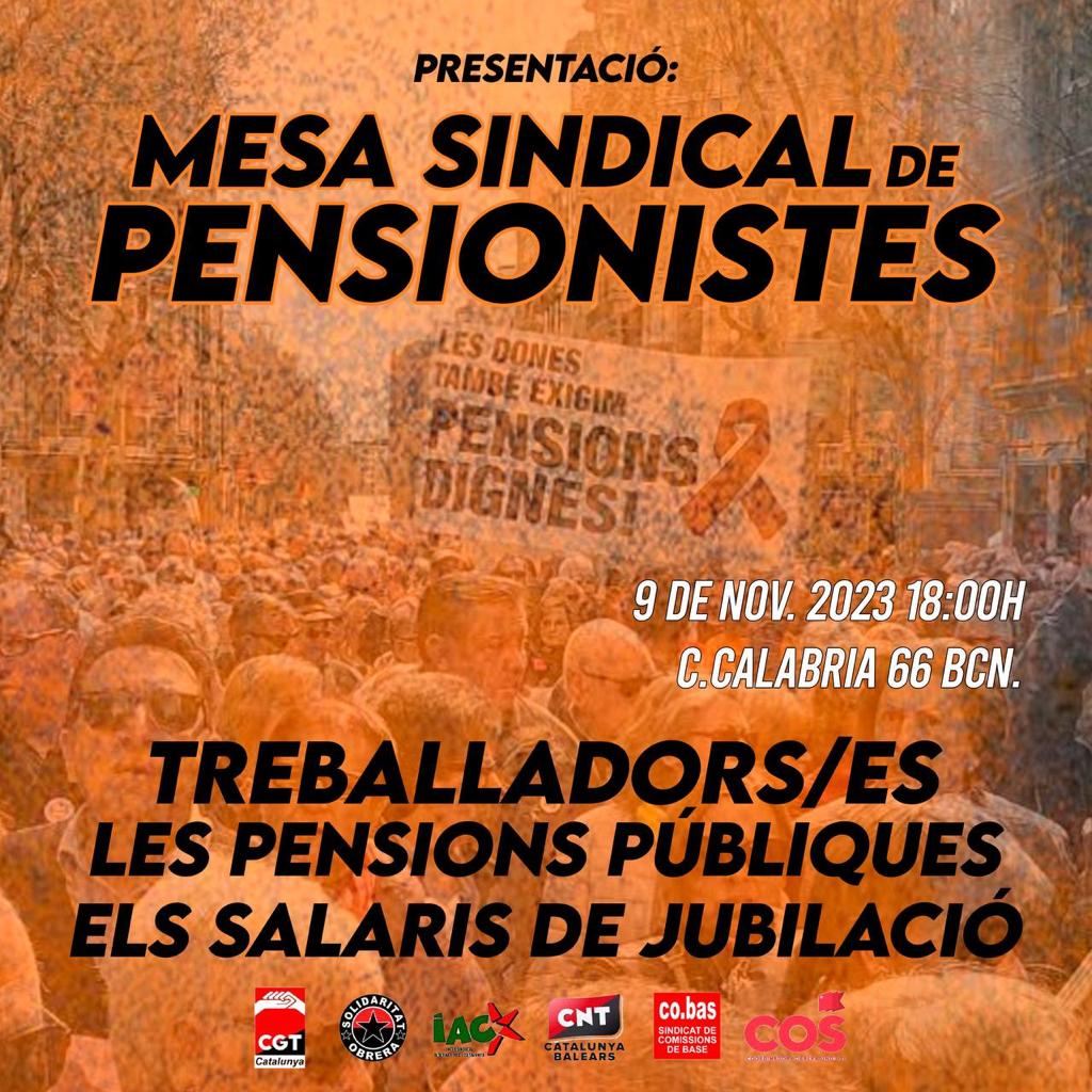 Taula Sindical De Pensionistes CGT De Catalunya CNT Co Bas COS IAC